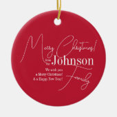 メリークリスマスレッドモダン セラミックオーナメント (正面)