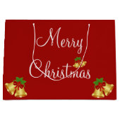 メリークリスマスレッドモダン ラージペーパーバッグ (正面)