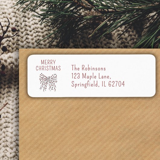 メリークリスマスレッドライトストリングボーミニマルウ ラベル