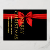 メリークリスマスレッドリボンかわいい 箔シーズンカード (正面)