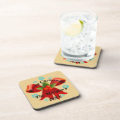 メリークリスマスレッドリボンホリーリーフ コースター (右側)