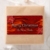 メリークリスマスレッドリボンポインセチアのワインラベル ラベル (インサイチュ)