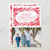メリークリスマスレッドリース 招待状 (正面/裏面)