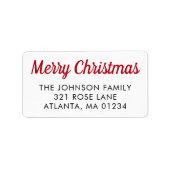 メリークリスマスレッドレトロ台本の書道 ラベル (正面)