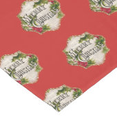 メリークリスマスレッドヴィンテージグリーティングホリデー ショートテーブルランナー (コーナー)