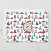 メリークリスマスレッドヴィンテージトラックツリーファームフォト シーズンカード (裏面)