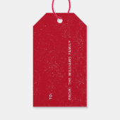 メリークリスマスレッドヴィンテージトラックバッファロープレイド ギフトタグ (裏面)