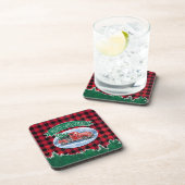 メリークリスマスレッドヴィンテージトラックバッファロープレイド コースター (右側)