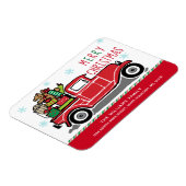 メリークリスマスレッドヴィンテージトラックホリデームービング マグネット (左側)