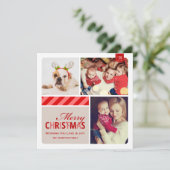 メリークリスマスレッドヴィンテージフォトコラージュ シーズンカード (スタンド正面)