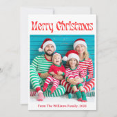 メリークリスマスレッドヴィンテージレトロシンプルフォト シーズンカード (正面)