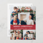 メリークリスマスレッド写真コラージポストカード シーズンポストカード (正面/裏面)