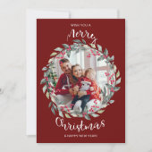 メリークリスマスレッド家族の写真ホリデーカード シーズンカード (正面)