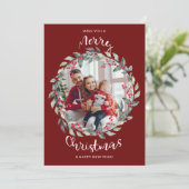 メリークリスマスレッド家族の写真ホリデーカード シーズンカード (スタンド正面)