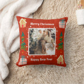 メリークリスマスレッド家族の写真 クッション (ブランケット)
