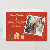 メリークリスマスレッド家族の写真 シーズンカード (正面)