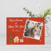 メリークリスマスレッド家族の写真 シーズンカード (スタンド正面)