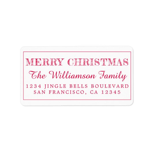 メリークリスマスレッド差出人住所 ラベル (正面)