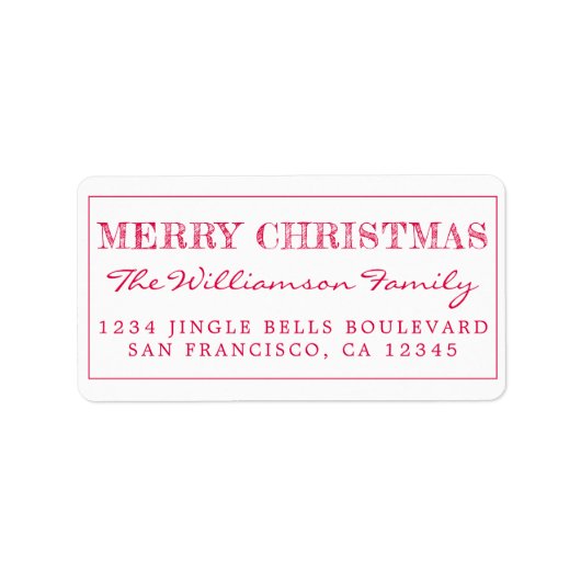 メリークリスマスレッド差出人住所 ラベル (正面)