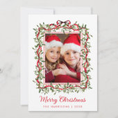 メリークリスマスレッド弓の緑の水の色の写真 シーズンカード (正面)