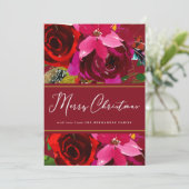 メリークリスマスレッド書道フローラ休日 シーズンカード (スタンド正面)