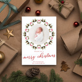 メリークリスマスレッド書道一枚写真 シーズンカード