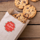 メリークリスマスレッド書道台本シンプル ラウンドシール