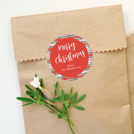 メリークリスマスレッド書道台本シンプル ラウンドシール