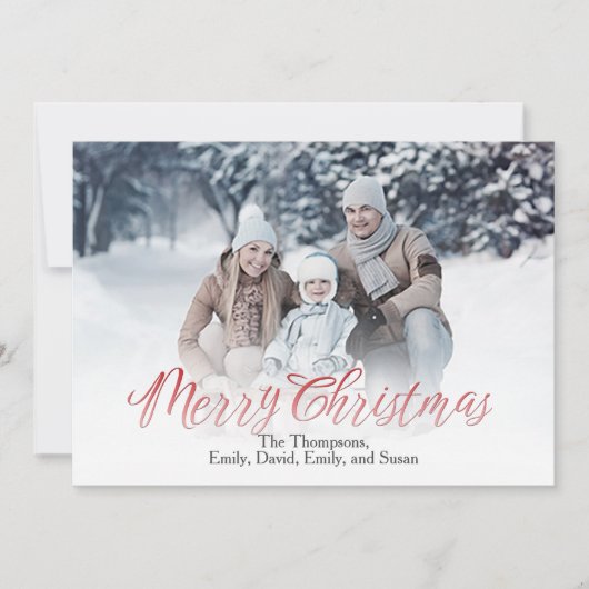 メリークリスマスレッド書道台本1写真 シーズンカード (正面)