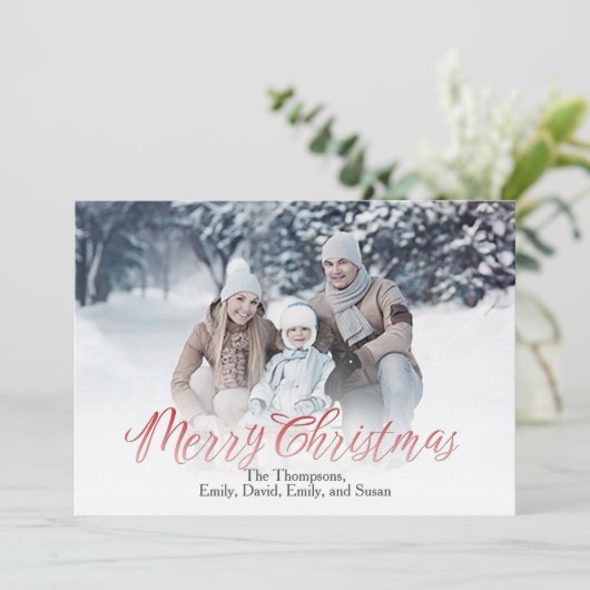 メリークリスマスレッド書道台本1写真 シーズンカード (スタンド正面)