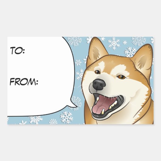 メリークリスマスレッド柴犬ギフトラベル 長方形シール (正面)