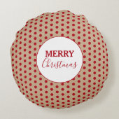 メリークリスマスレッド水玉模様クラフト素朴 ラウンドクッション (裏面)