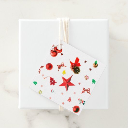 メリークリスマスレッド混合オーナメントと文字 フェイバータグ (インサイチュ)