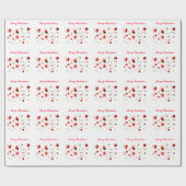 メリークリスマスレッド混合オーナメントと文字 ラッピングペーパー (フラット)