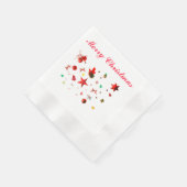 メリークリスマスレッド混合オーナメントと文字 縁ありカクテルナプキン (角)