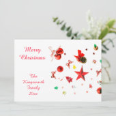 メリークリスマスレッド混合オーナメントフラットカード (スタンド正面)