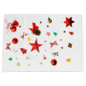 メリークリスマスレッド混合オーナメント ラージペーパーバッグ (正面)