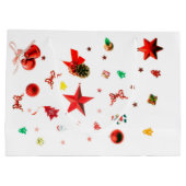 メリークリスマスレッド混合オーナメント ラージペーパーバッグ (裏面)