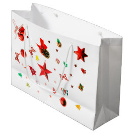 メリークリスマスレッド混合オーナメント ラージペーパーバッグ