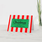 メリークリスマスレッド緑ストライプ白企業の シーズンカード (正面)