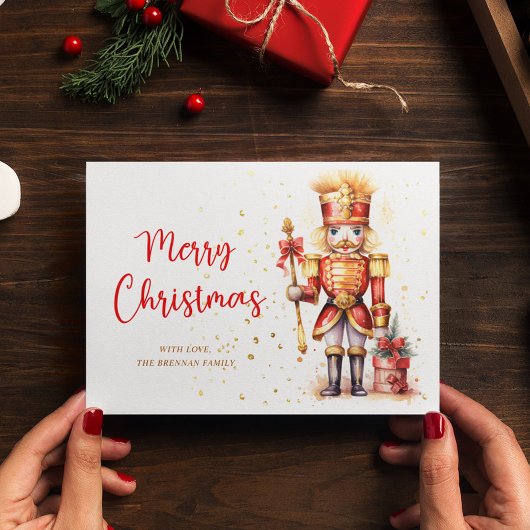 メリークリスマスレッド金ゴールドくるみ割り シーズンカード