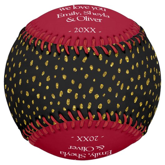 メリークリスマスレッド金ゴールドグリッターパターン ソフトボール (正面)