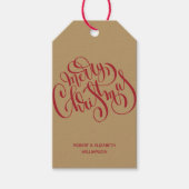 メリークリスマスレッド金ゴールドホリデー ギフトタグ (正面)