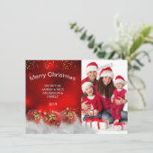 メリークリスマスレッド金ゴールドホリーバウブル 招待状 (スタンド正面)