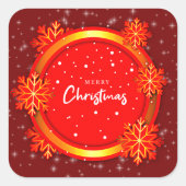 メリークリスマスレッド金ゴールド雪 スクエアシール (正面)