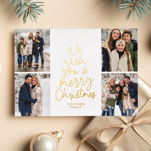 メリークリスマスレッド金ゴールド4枚の写真 箔シーズンカード