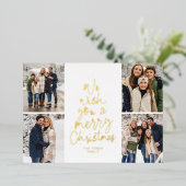 メリークリスマスレッド金ゴールド4枚の写真 箔シーズンカード (立ち正面)