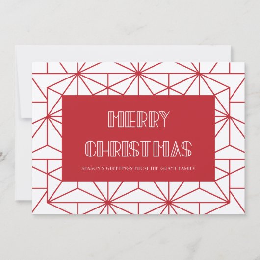 メリークリスマスレッド&クラフトヴィンテージ1920sアートデコ カード (正面)