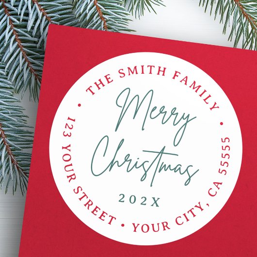 メリークリスマスレッド・グリーンのスクリプト差出人住所 ラウンドシール
