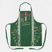 メリークリスマスレッド&グリーンウォーターリース エプロン (正面)